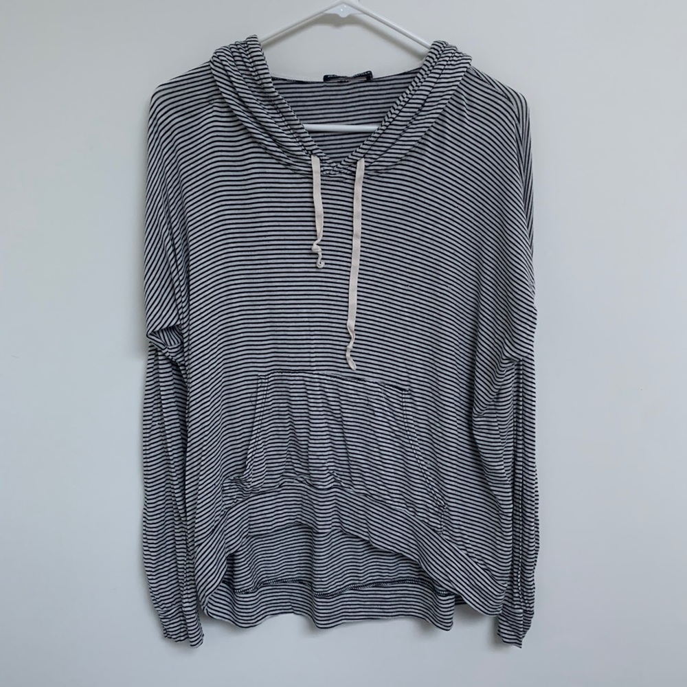 Brandy Melville striped cotton hoody t shirt